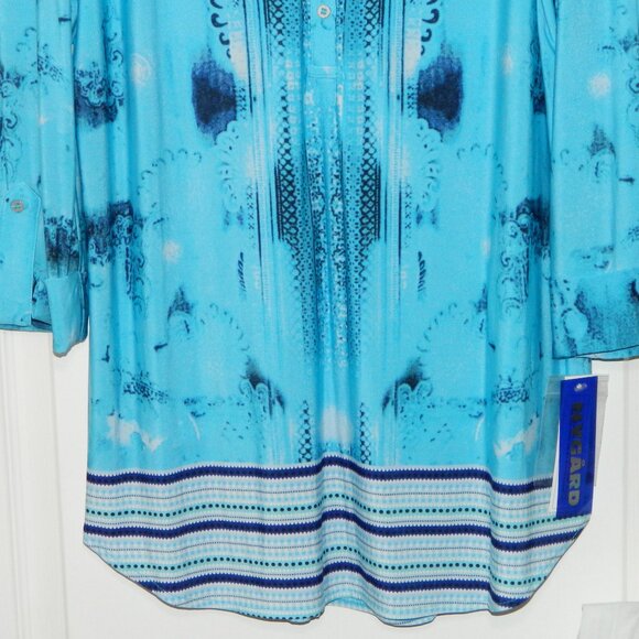 2 for/$40 Nygard Blue Half Button Up Pull Over 3/4 Sleeves Long Tunic Size Small - Picture 4 of 16